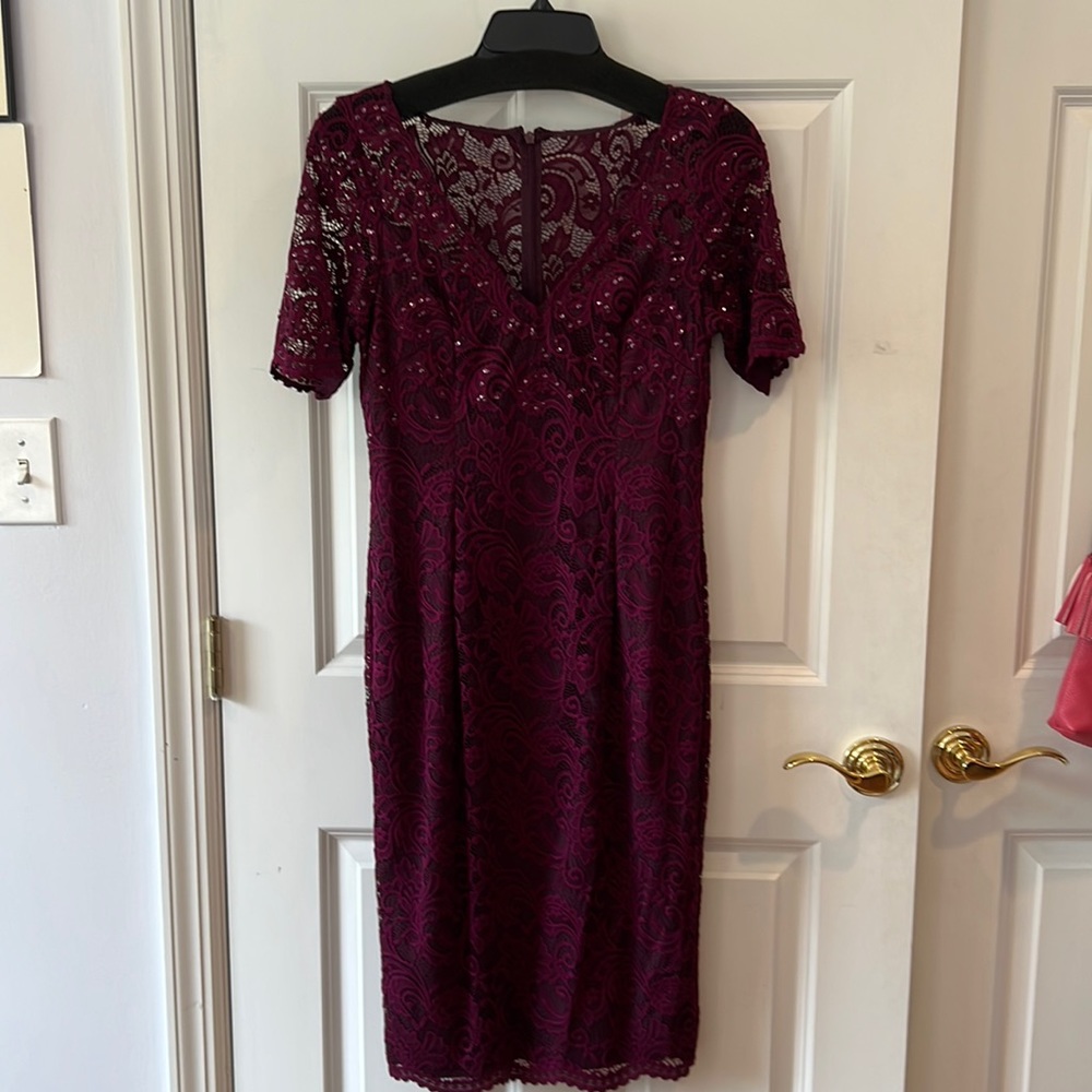 Adrianna Papell cocktail lined dress in red wine